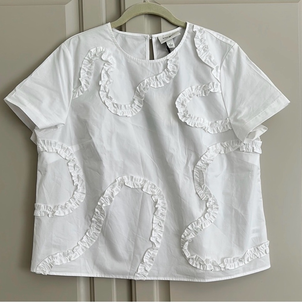 kate spade new york Raised Ribbon Shirt in White Women’s Size XL - Picture 5 of 10